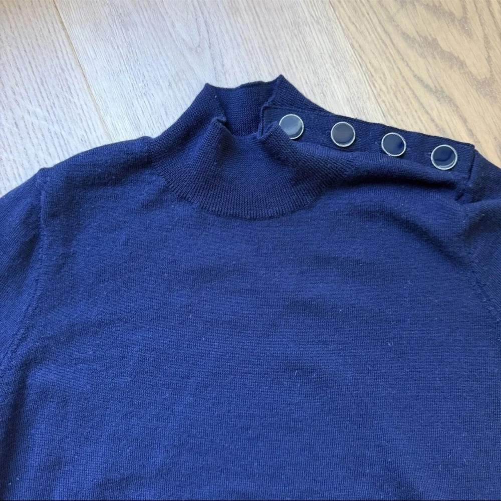 Sézane Jacob Jumper Women Sweater S Navy Blue Merino Wool Quiet Luxury - Picture 5 of 9